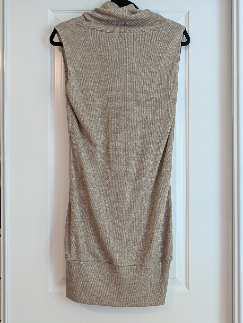 Sleeveless Metallic Sparkly Cowl Neck Tunic in Taupe - Picture 4 of 7